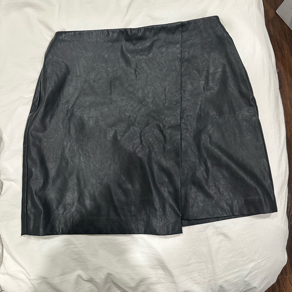 Black Faux Leather Skirt